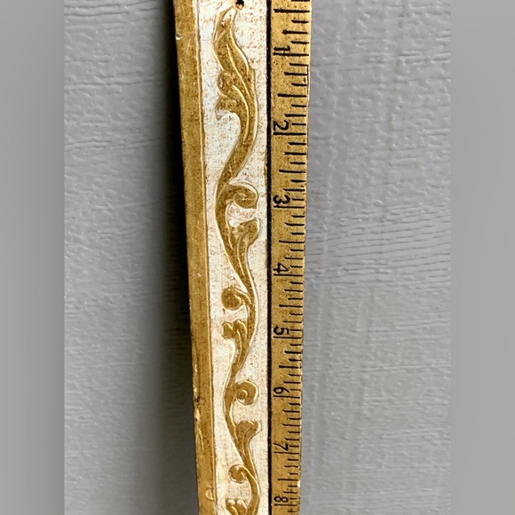 Vintage CE Made in Italy Ornate Pressed Embellished Gold Painted Yard Stick - Picture 1 of 15